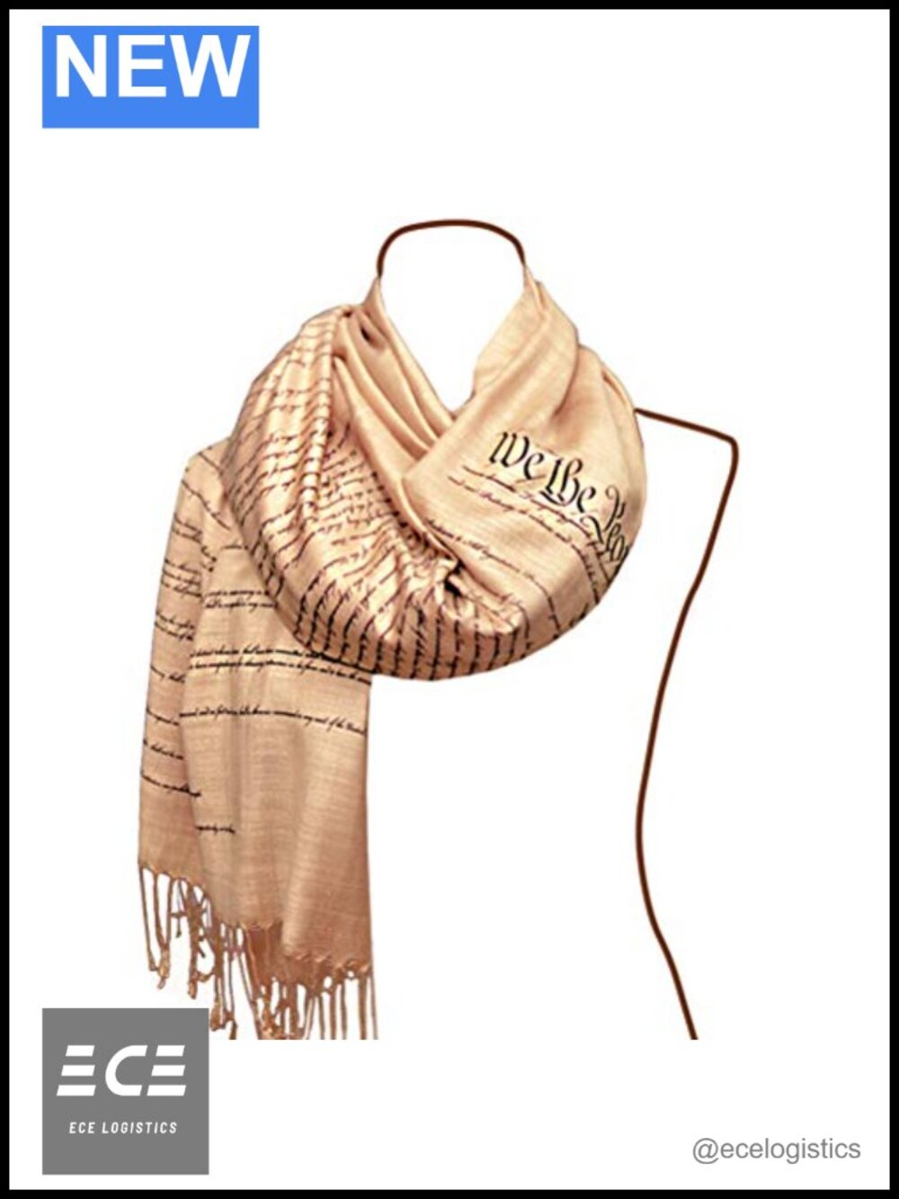 US Constitution & Bill of Rights Acrylic Viscose Shawl Scarf Wrap